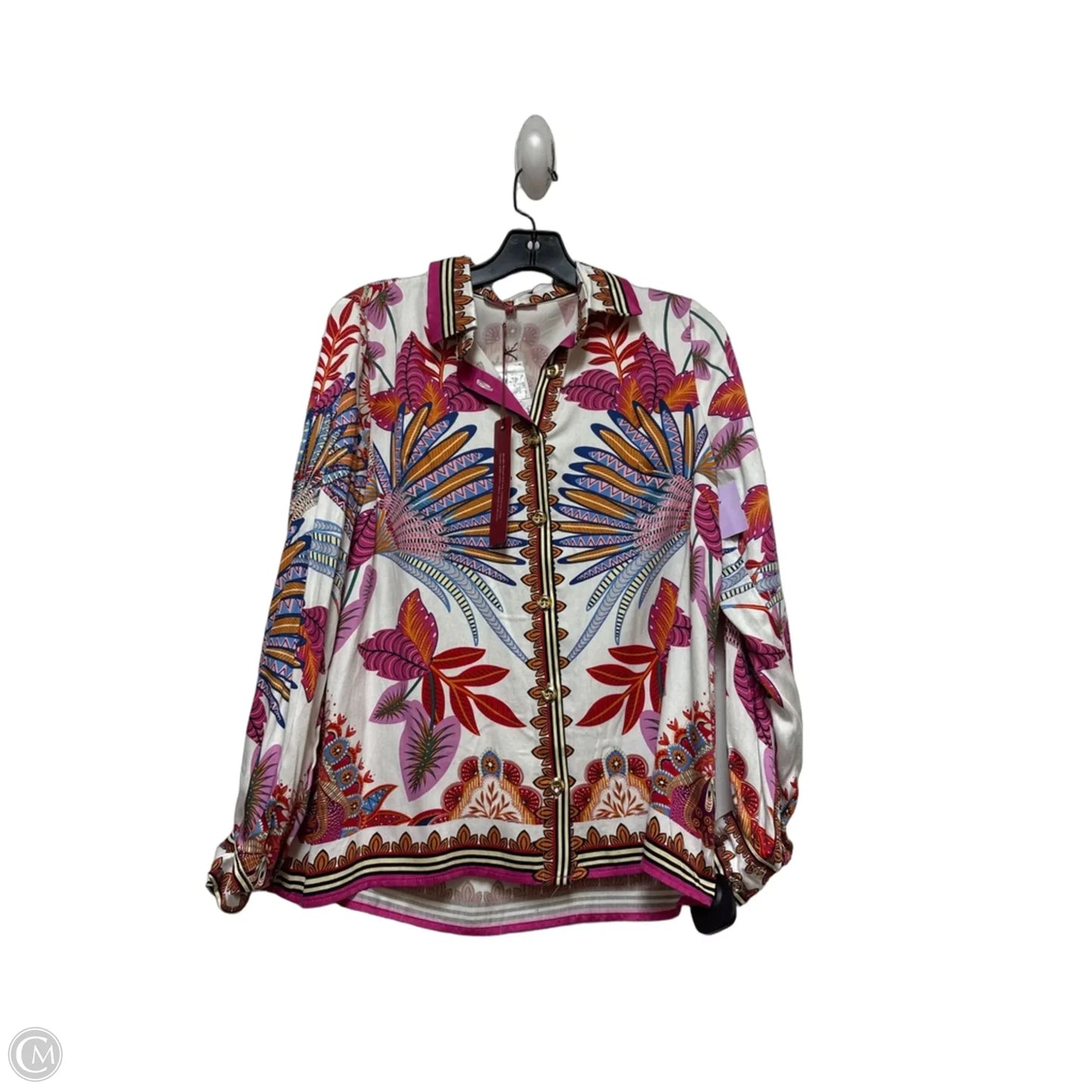 Top Long Sleeve By Clothes Mentor In Pink & White, Size: S