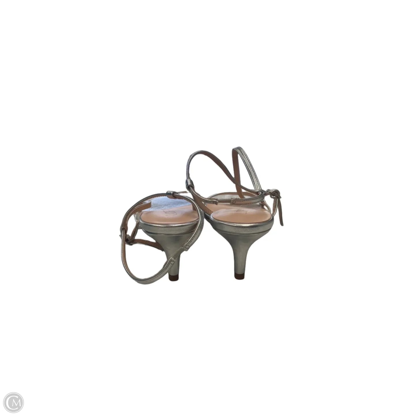 Sandals Heels Kitten By Loft In Silver, Size: 11