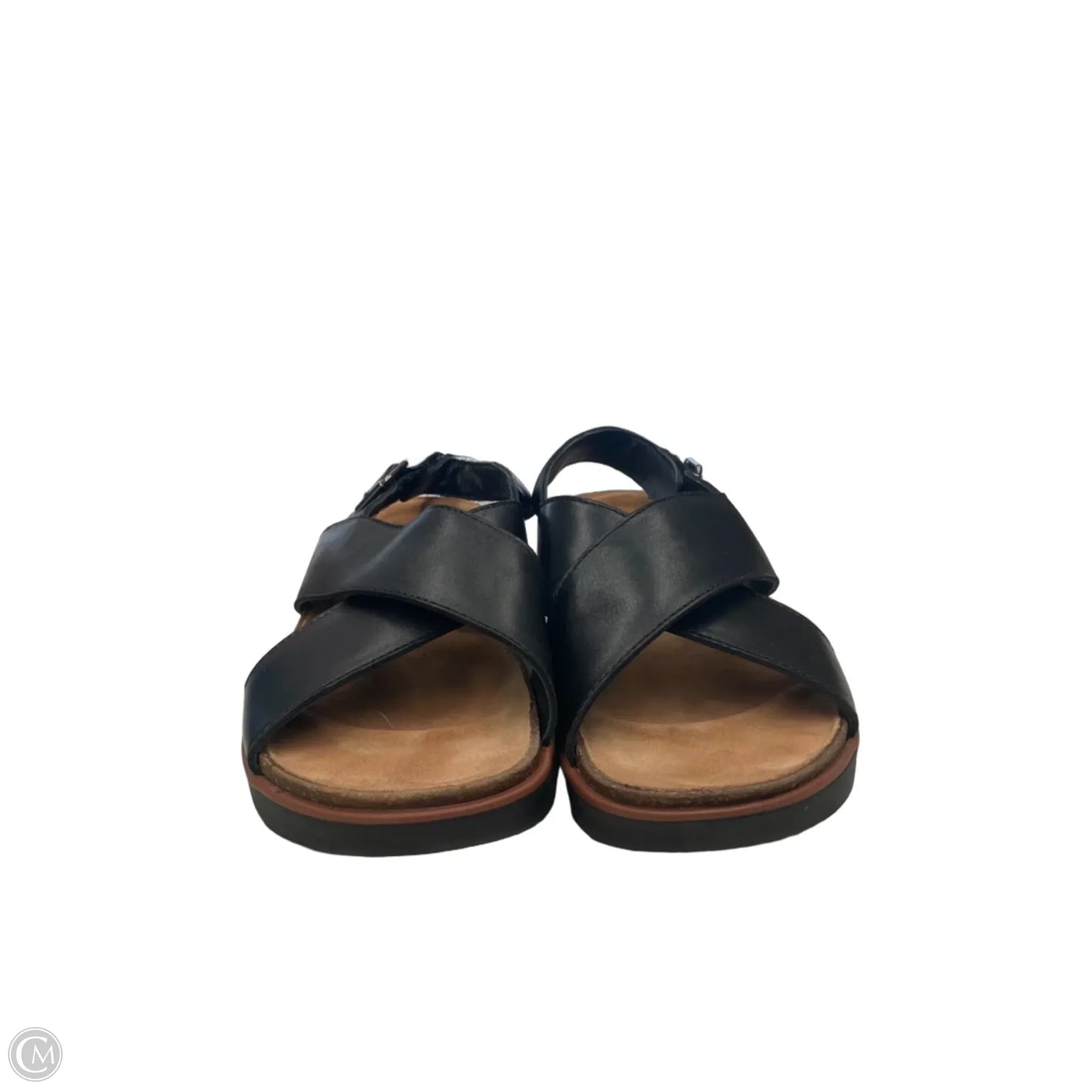 Sandals Flats By Clarks In Black & Tan, Size: 10.5