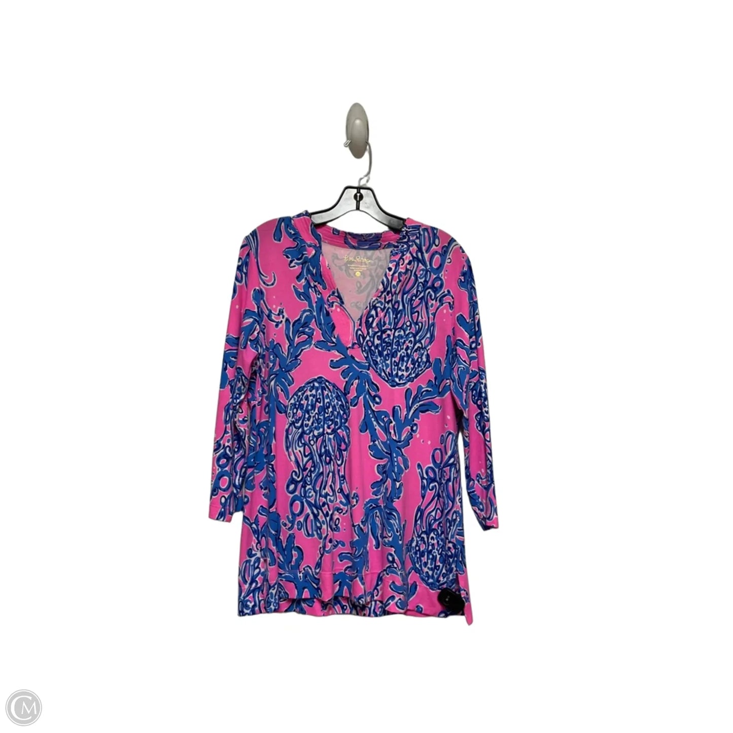 Top Long Sleeve Designer By Lilly Pulitzer In Blue & Pink, Size: M