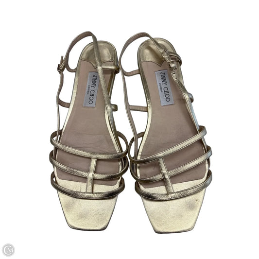 Sandals Luxury Designer By Jimmy Choo In Gold, Size: 11