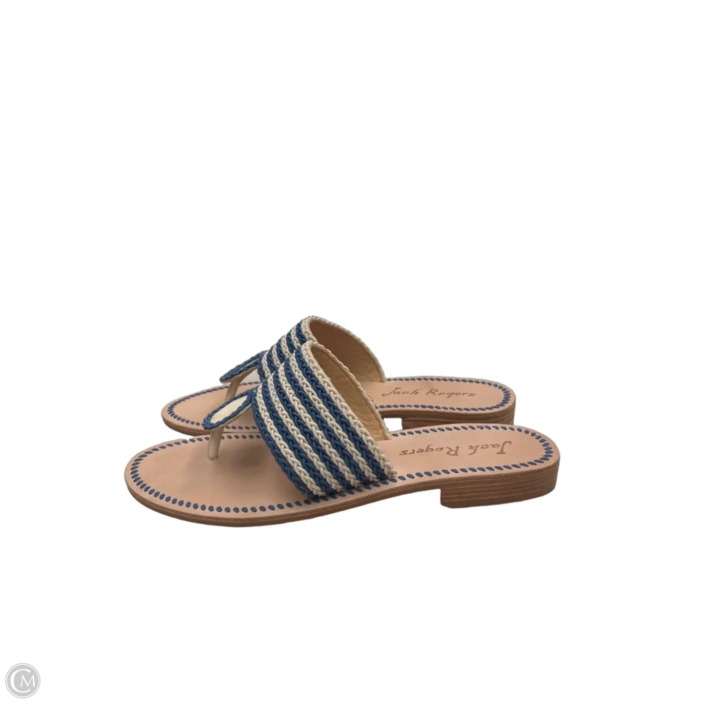 Sandals Flats By Jack Rogers In Blue & White, Size: 9.5