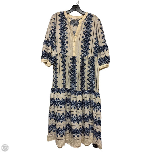 Dress Casual Midi By Figuero & Flower In Blue & Cream, Size: L