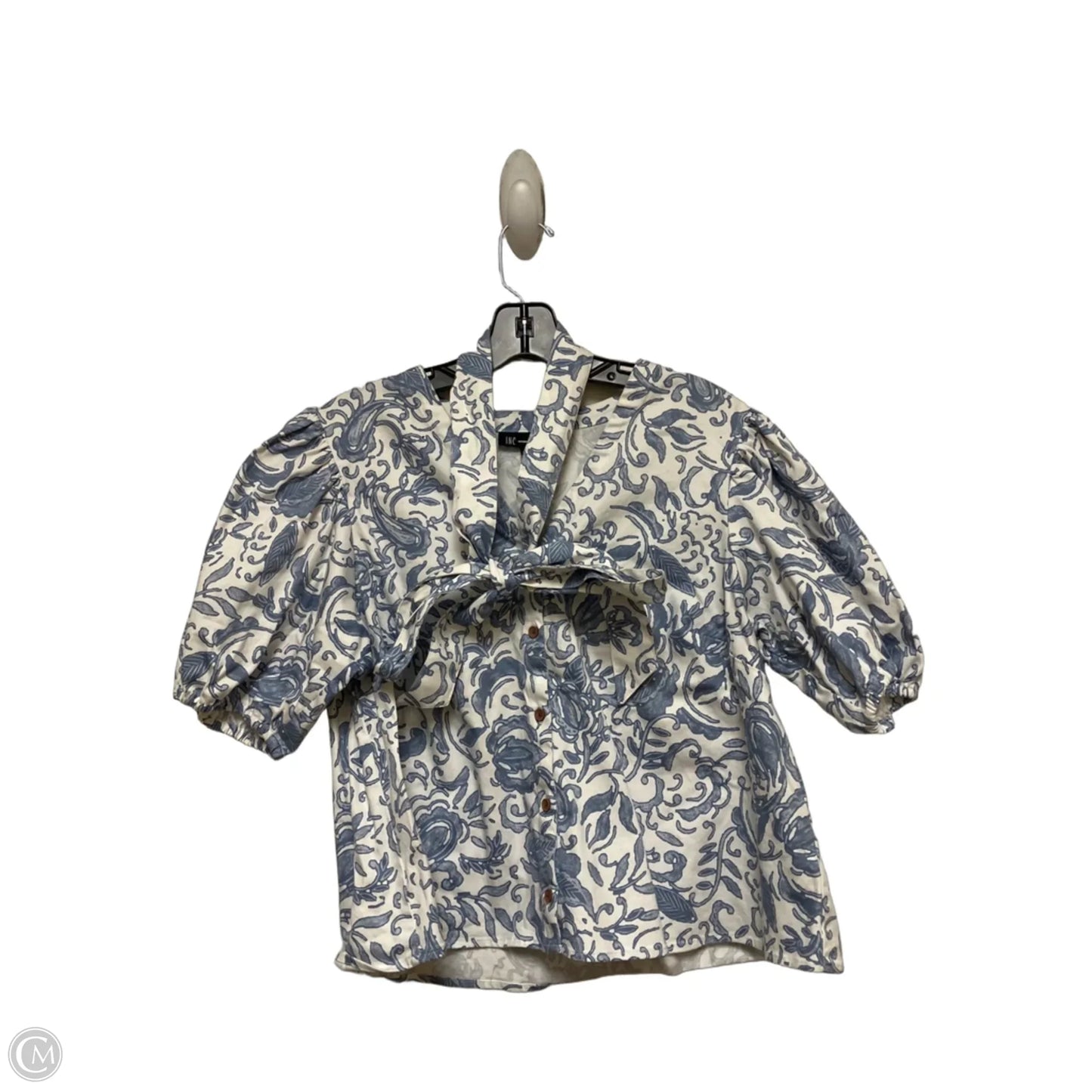 Top Short Sleeve By Inc In Blue & White, Size: L
