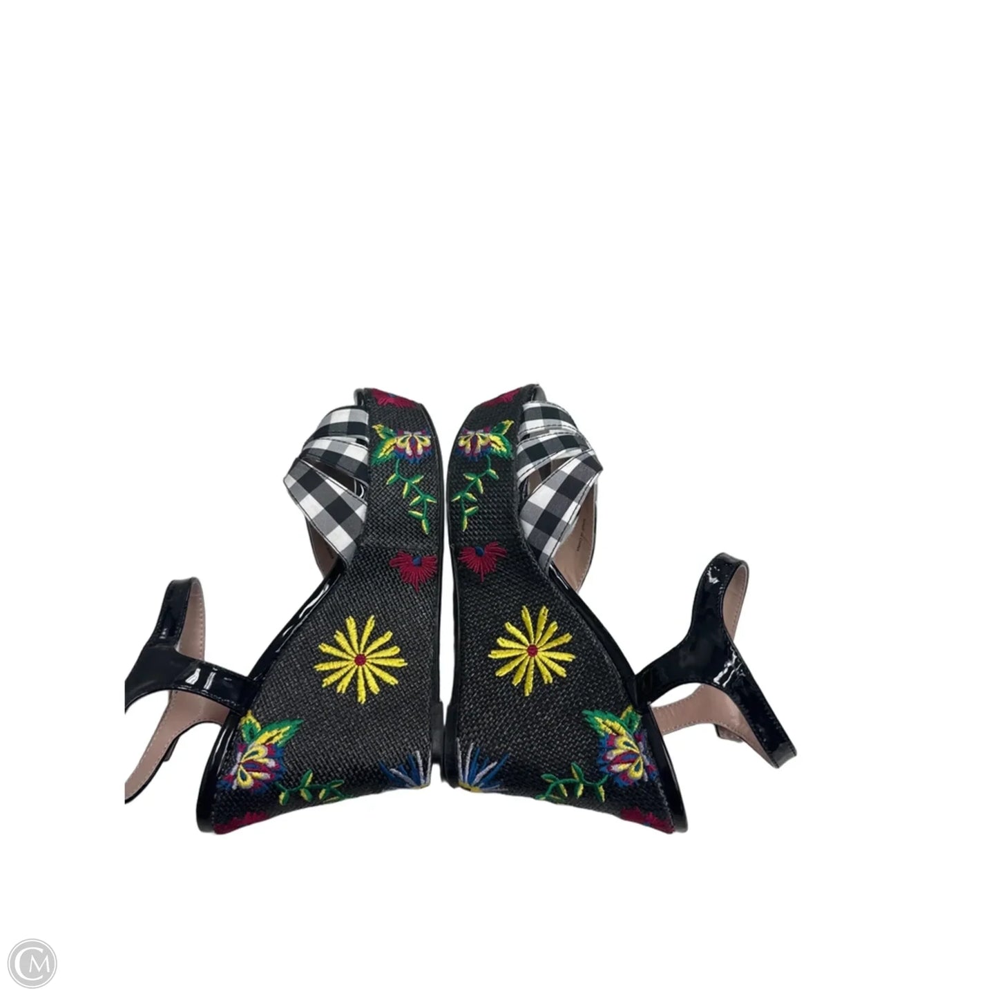 Sandals Heels Wedge By Betsey Johnson In Black & White, Size: 7