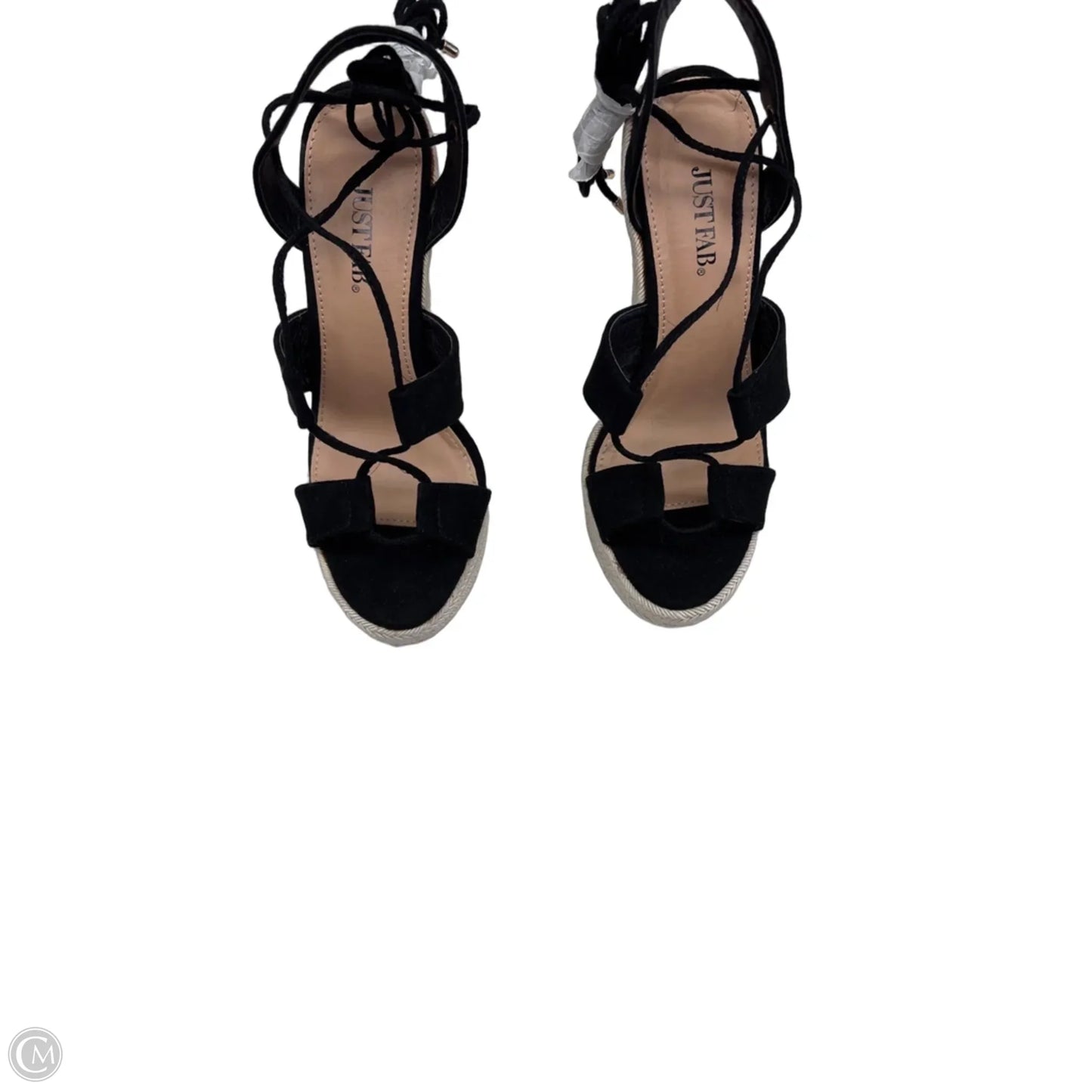 Sandals Heels Wedge By Just Fab In Black & Tan, Size: 6