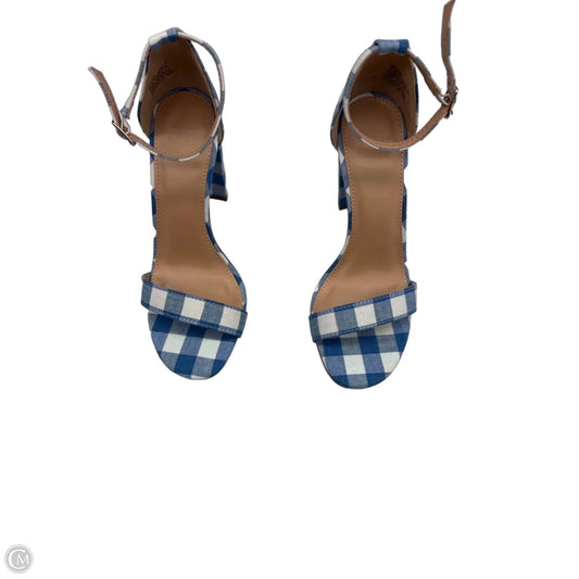 Sandals Heels Block By Jf In Plaid Pattern, Size: 5.5