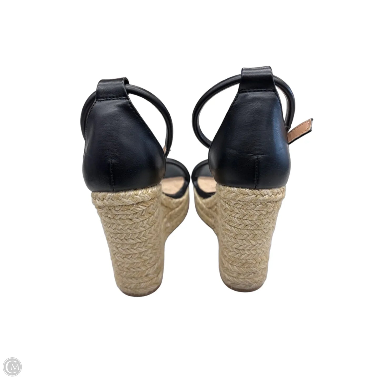 Sandals Heels Wedge By Jf In Black & Tan, Size: 5.5