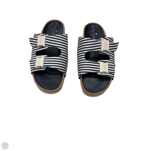 Sandals Designer By Kate Spade In Striped Pattern, Size: 10