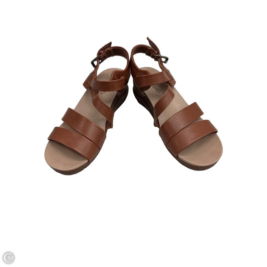 Sandals Heels Wedge By Bare Traps In Brown, Size: 6