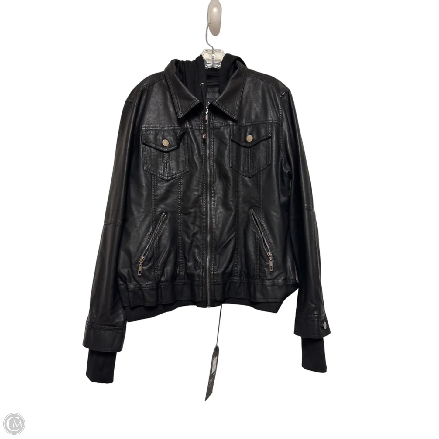 Jacket Moto By Clothes Mentor In Black, Size: Xl