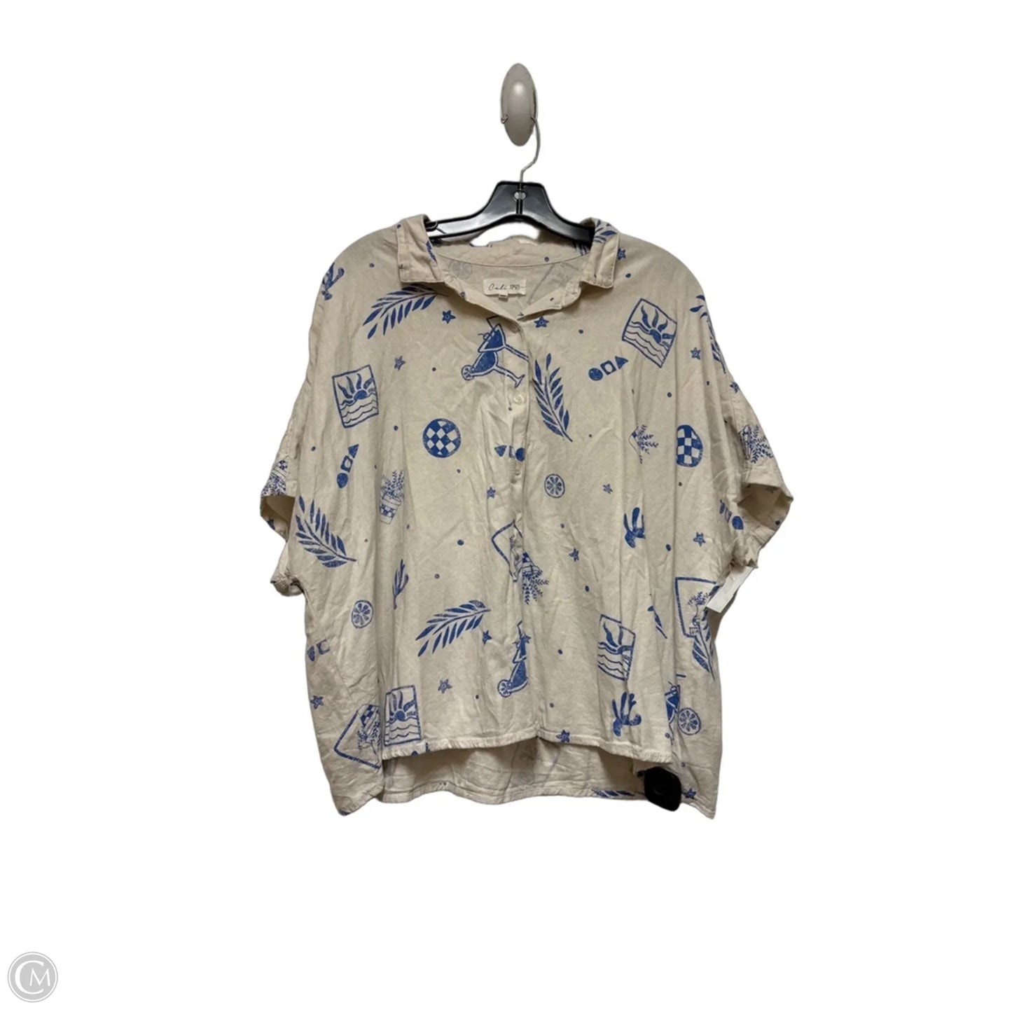 Top Short Sleeve By Clothes Mentor In Blue & Tan, Size: Xl