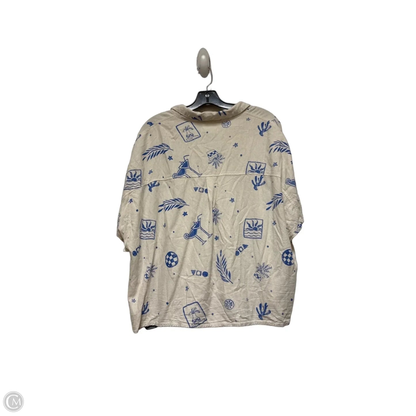 Top Short Sleeve By Clothes Mentor In Blue & Tan, Size: Xl