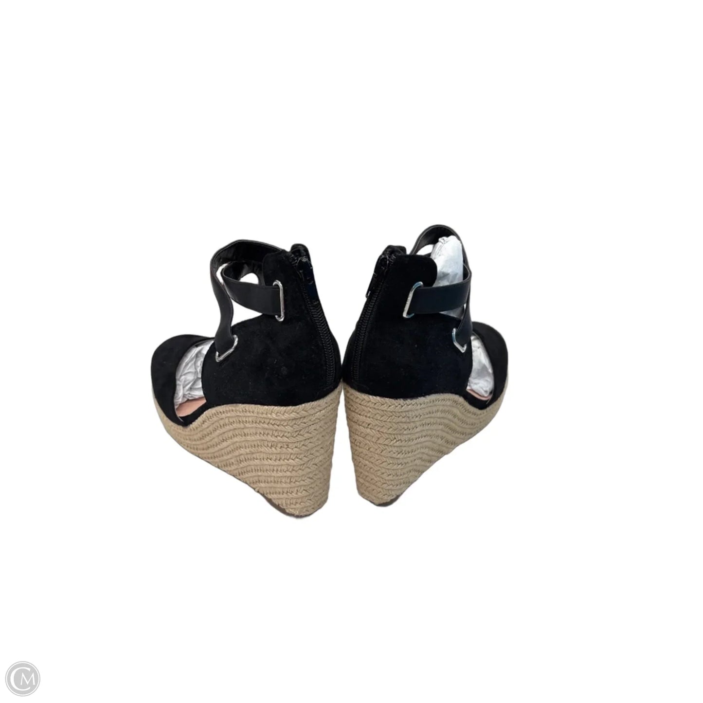 Shoes Heels Wedge By Clothes Mentor In Black & Tan, Size: 8.5