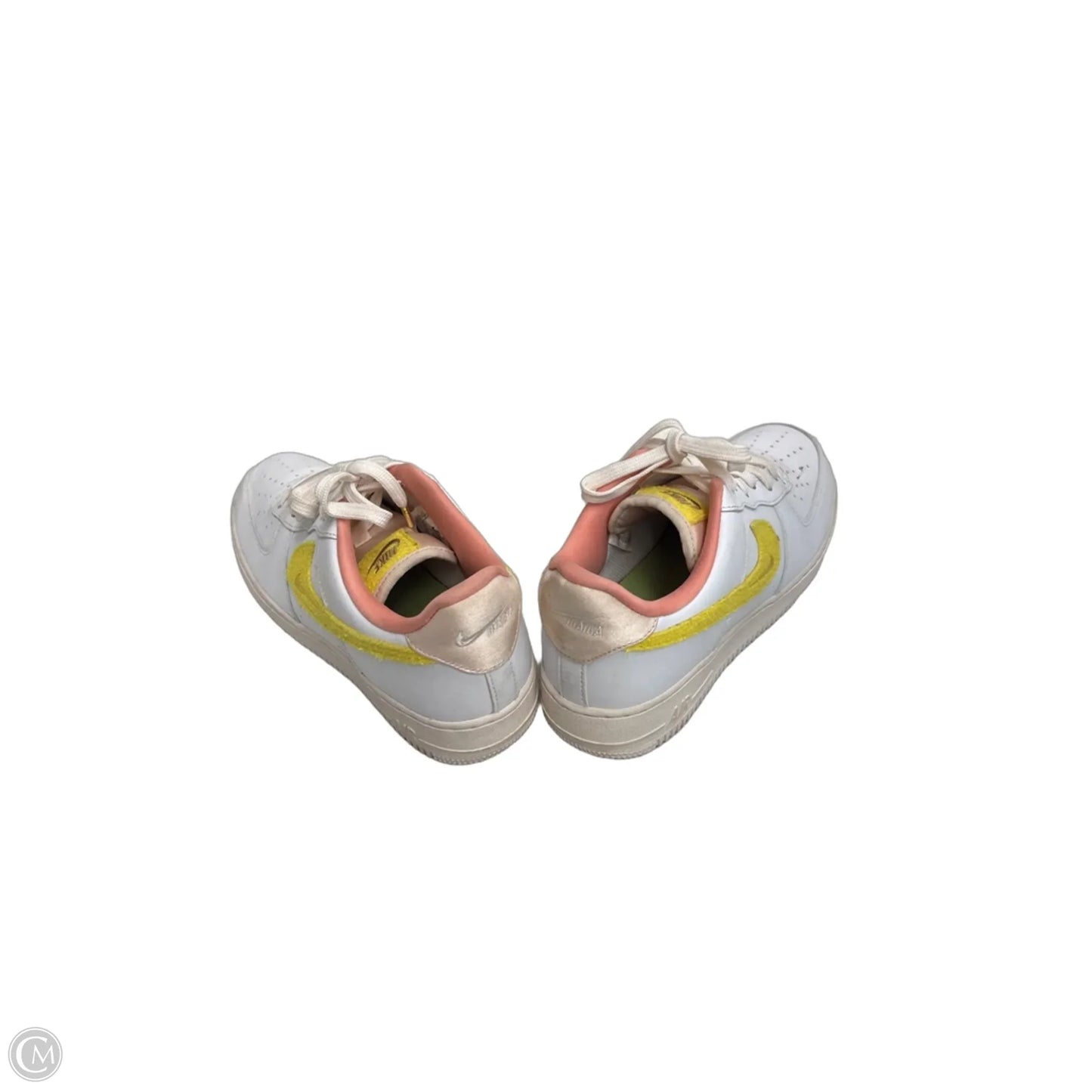 Shoes Sneakers By Nike In White & Yellow, Size: 9.5