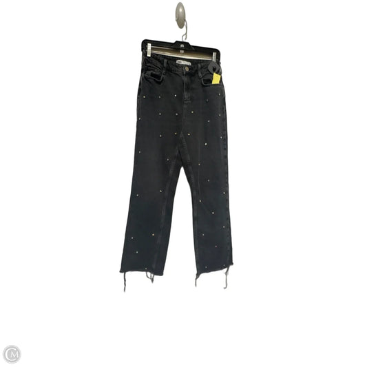 Jeans Straight By Zara In Black Denim, Size: 4
