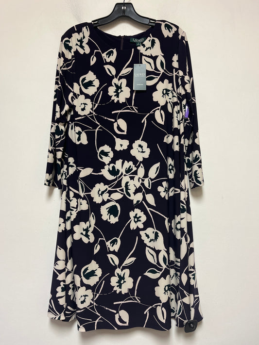 Floral Print Dress Casual Midi Lauren By Ralph Lauren, Size L