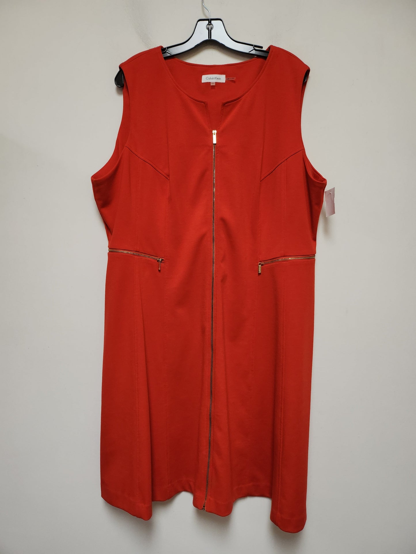 Red Dress Casual Midi Calvin Klein, Size 2x