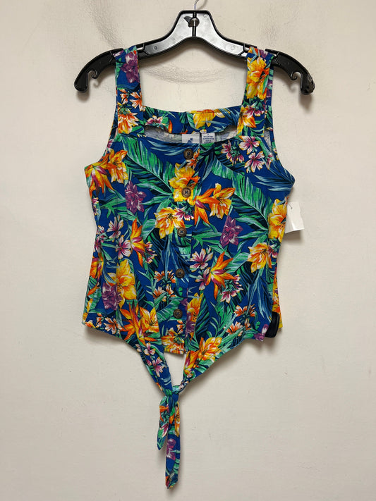 Tropical Print Top Sleeveless Caribbean Joe, Size S