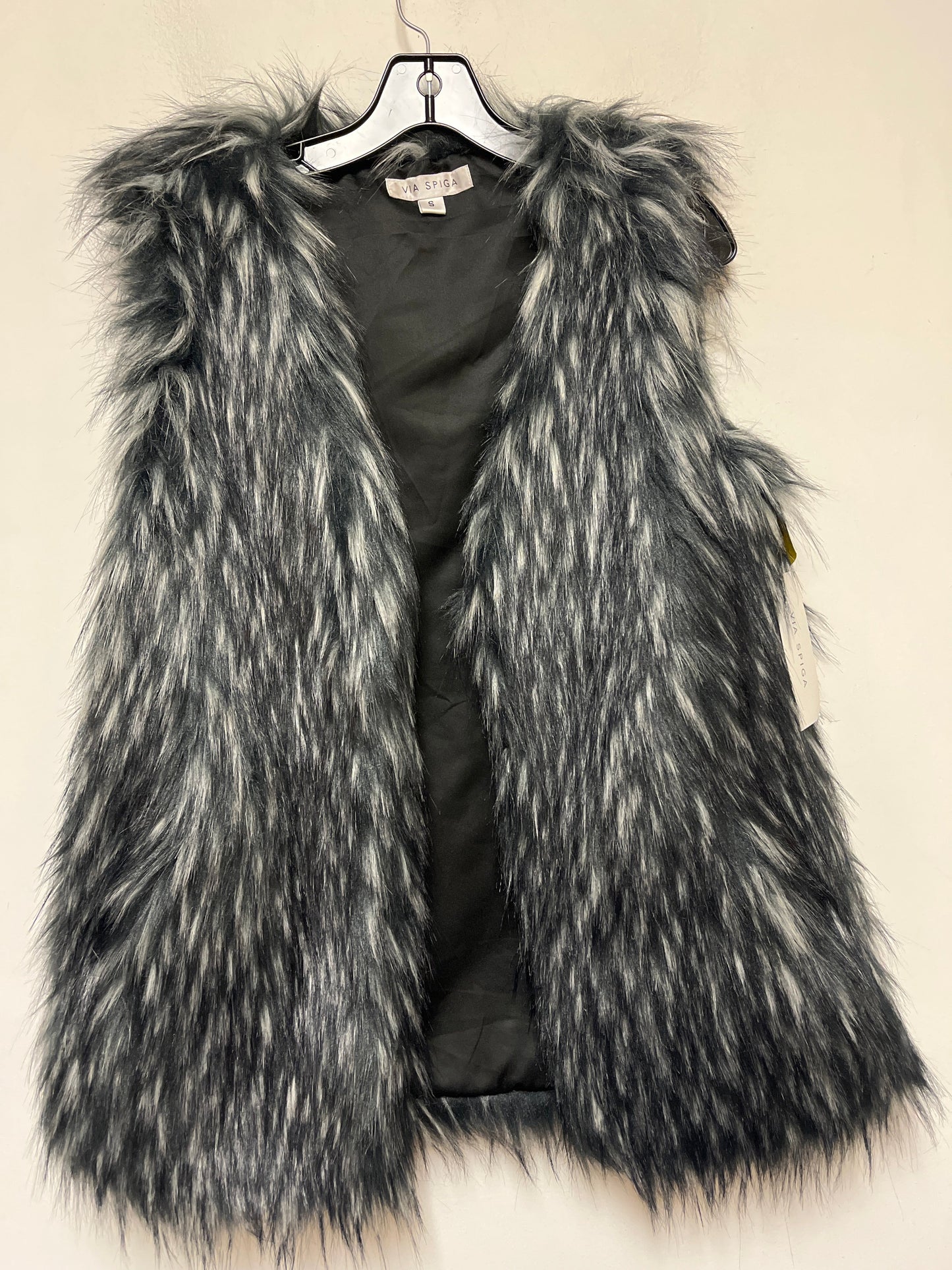 Vest Faux Fur & Sherpa By Via Spiga In Black & White, Size: S