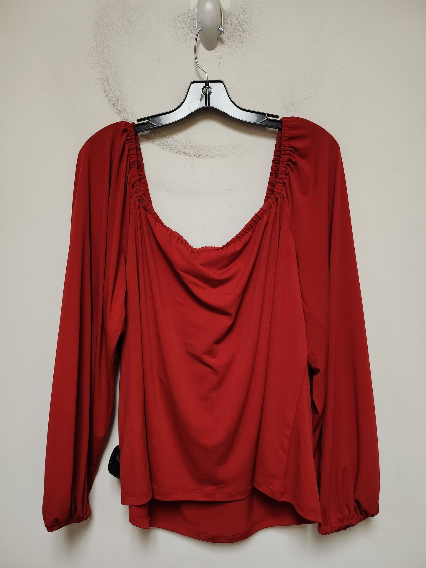 Top Long Sleeve By Eloquii In Red, Size: 2x