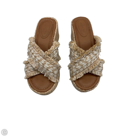 Sandals Heels Block By Universal Thread In Tan & White, Size: 6.5