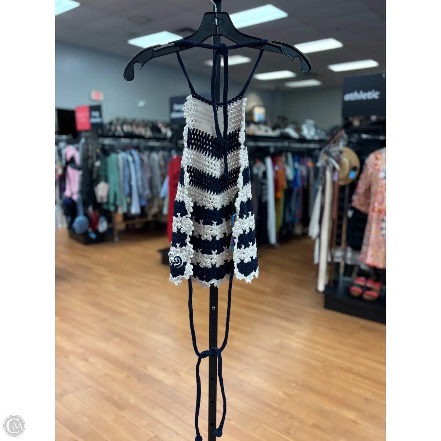 Top Sleeveless Luxury Designer By Gucci In Blue & Cream, Size: M