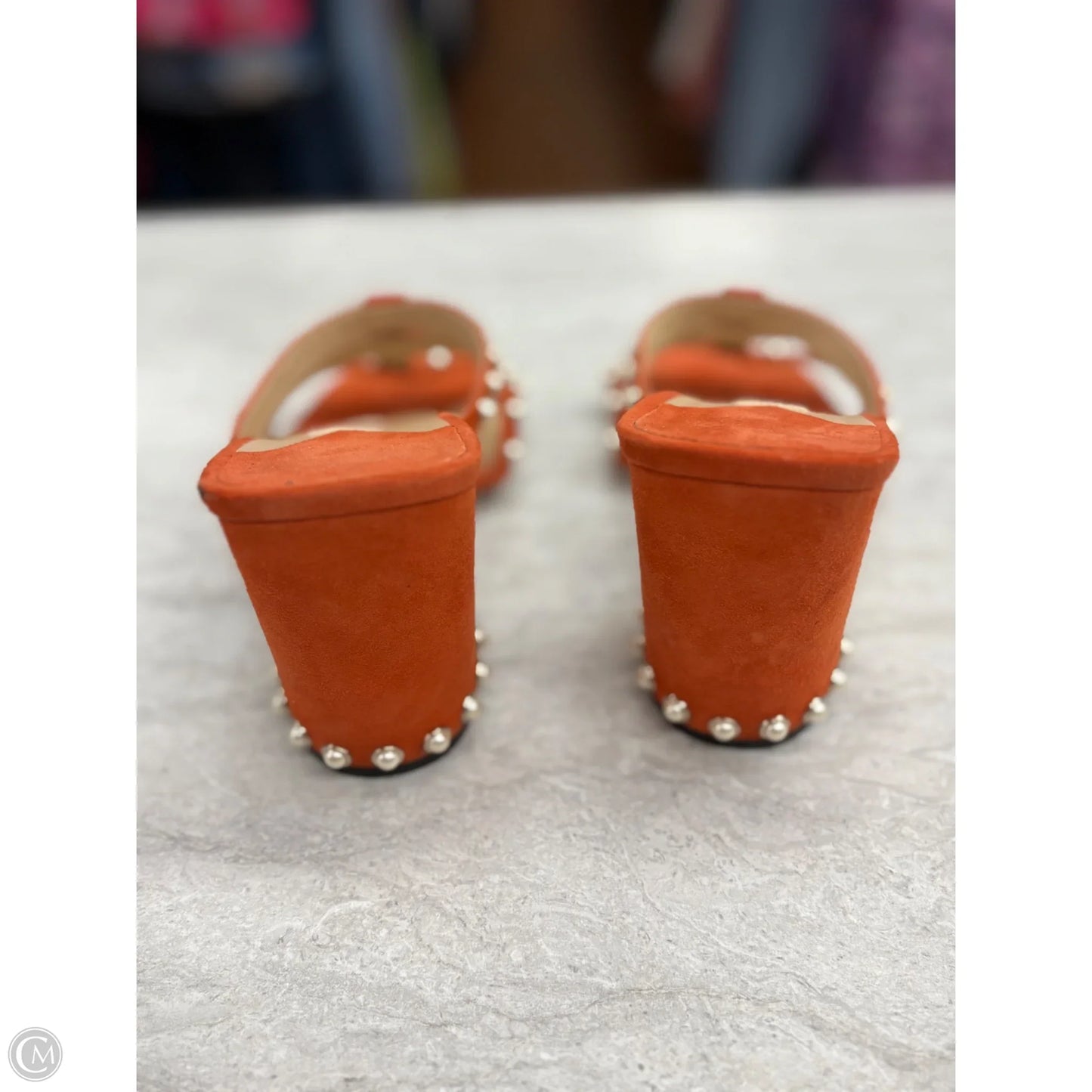 Sandals Luxury Designer By Jimmy Choo In Orange, Size: 12