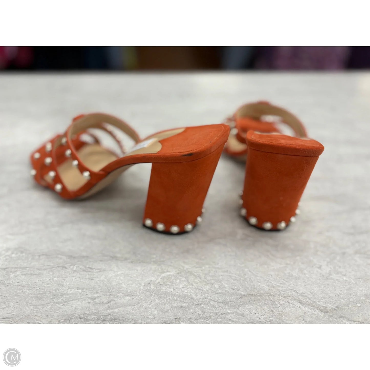 Sandals Luxury Designer By Jimmy Choo In Orange, Size: 12