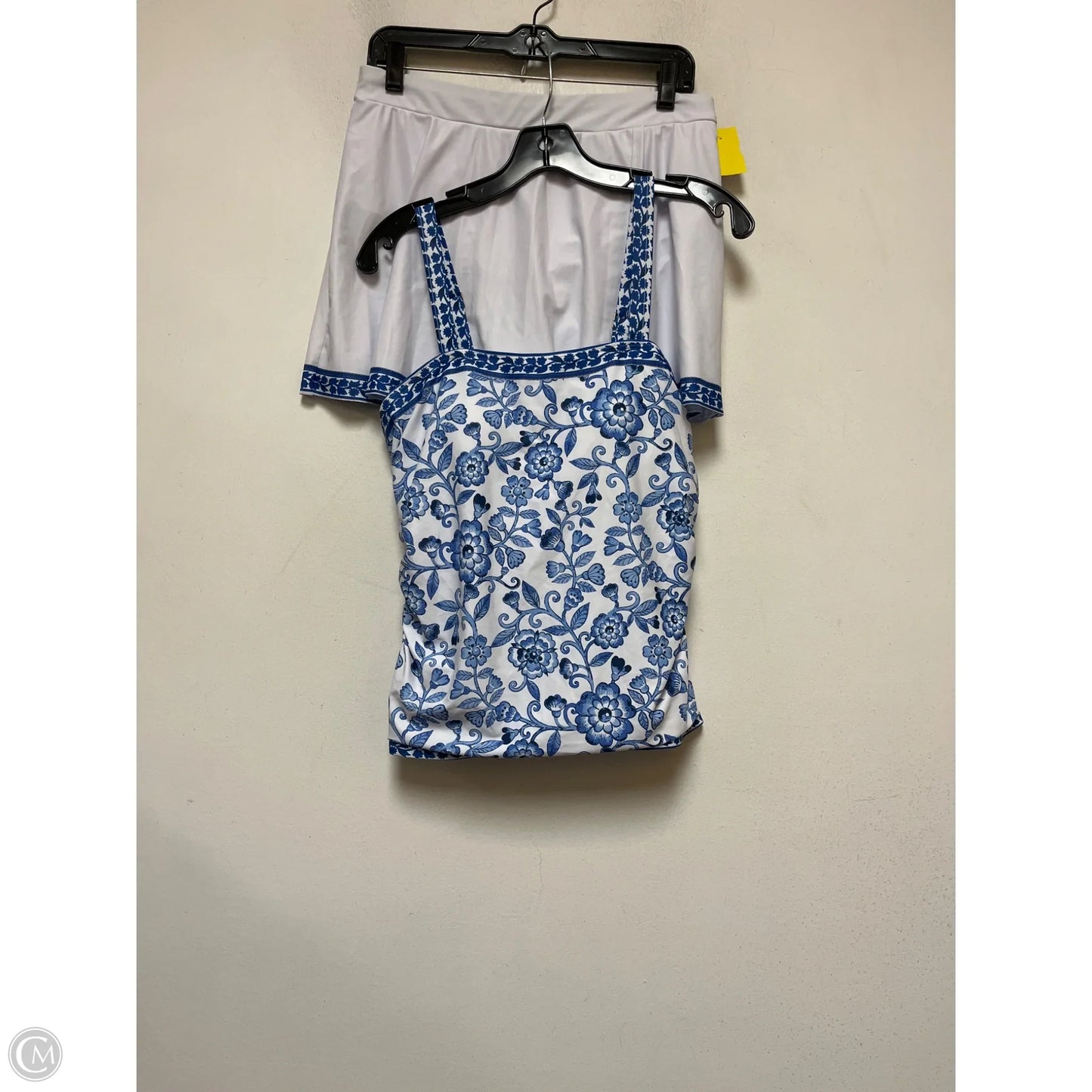 Swimsuit 2pc By Clothes Mentor In Blue & White, Size: L