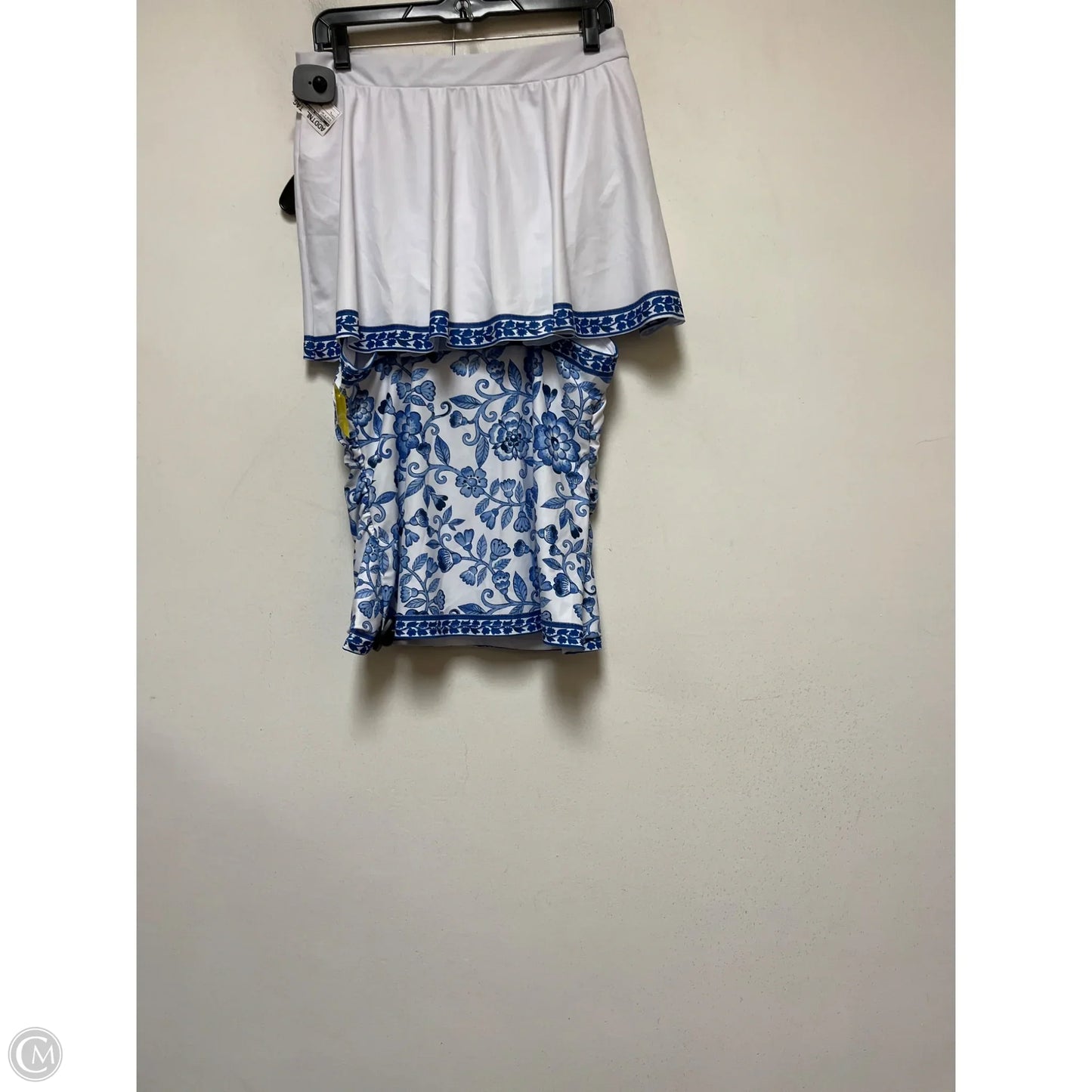 Swimsuit 2pc By Clothes Mentor In Blue & White, Size: L