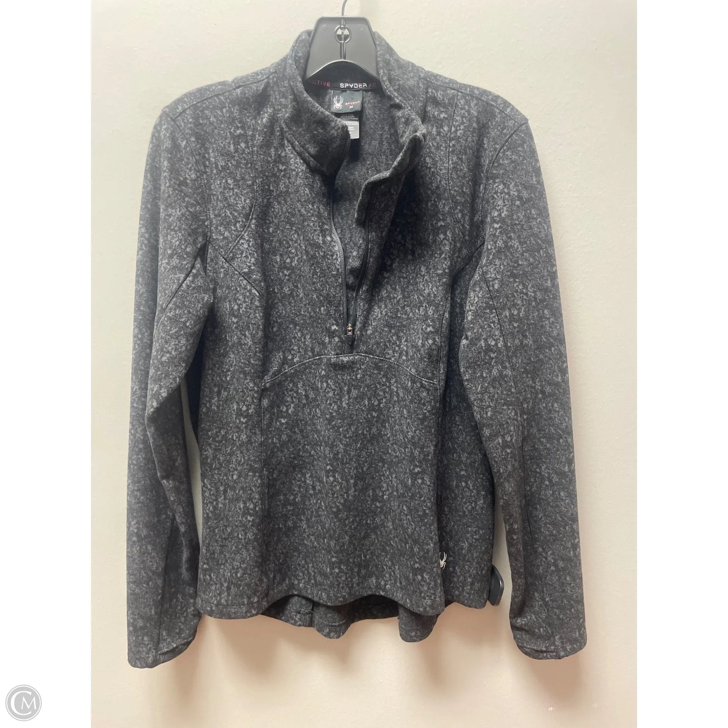 Athletic Top Long Sleeve Collar By Spyder In Black & Grey, Size: M