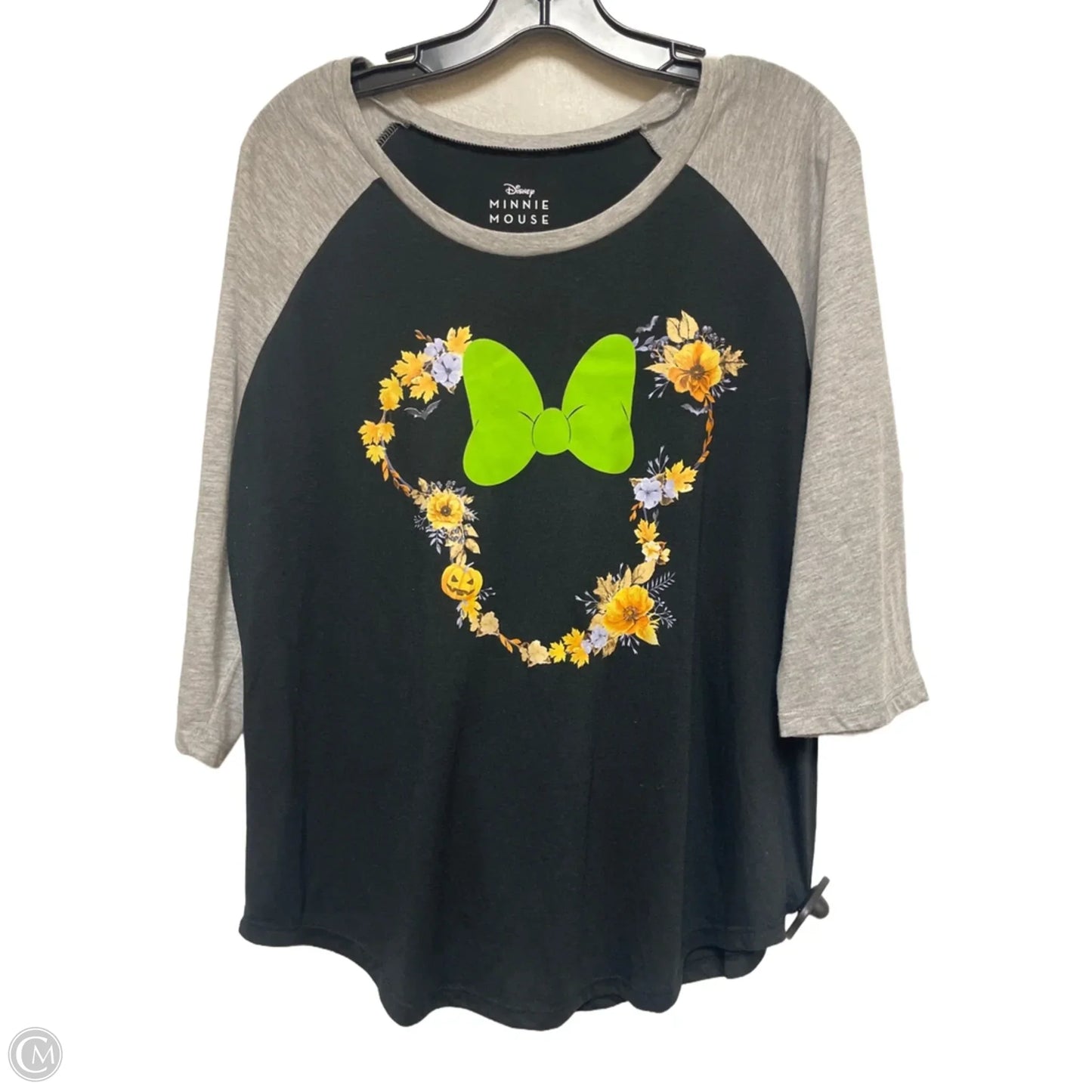 Top Short Sleeve By Disney In Black & Grey, Size: 2x
