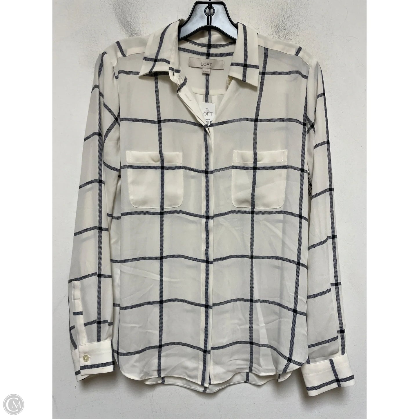 Top Long Sleeve By Loft In Plaid Pattern, Size: Xs