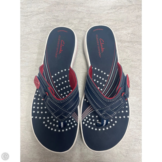 Sandals Flip Flops By Clarks In Blue Red & White, Size: 8