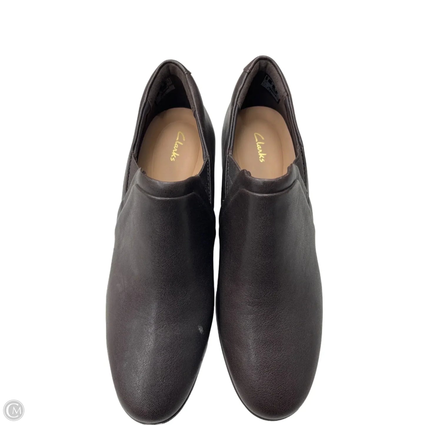 Boots Ankle Heels By Clarks In Brown, Size: 7.5