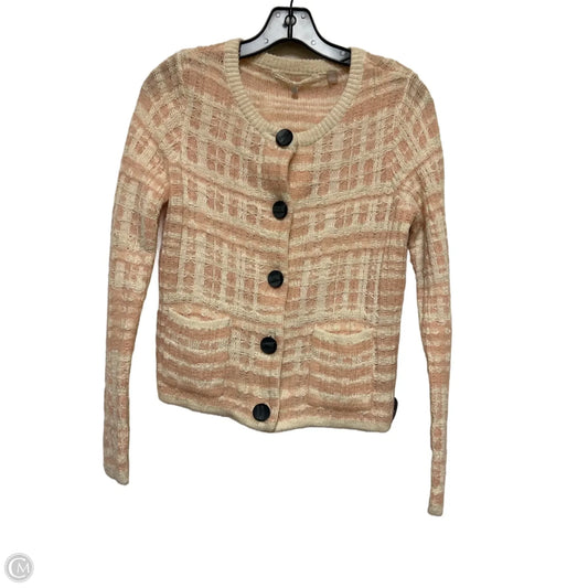 Sweater Cardigan By Knitted And Knotted In Pink & White, Size: Xs
