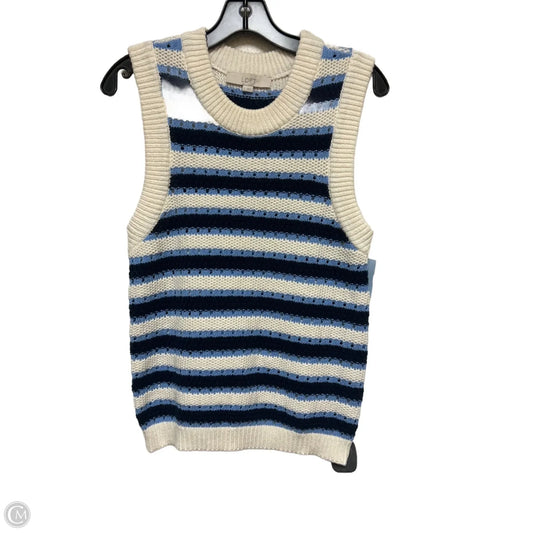 Vest Sweater By Loft In Blue & White, Size: S