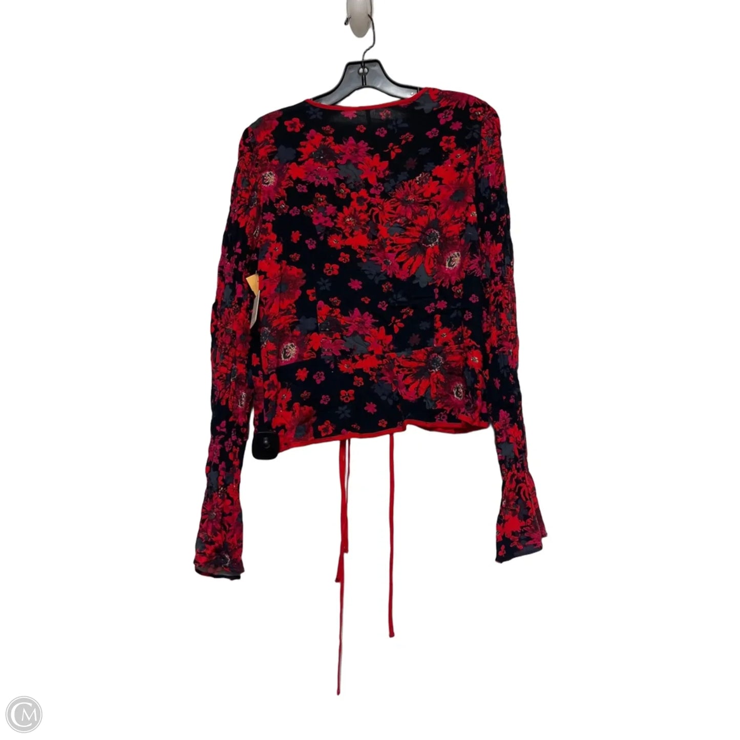 Top Long Sleeve By Free People In Black & Red, Size: M