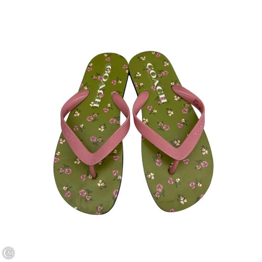 Sandals Designer By Coach In Green & Pink, Size: 8
