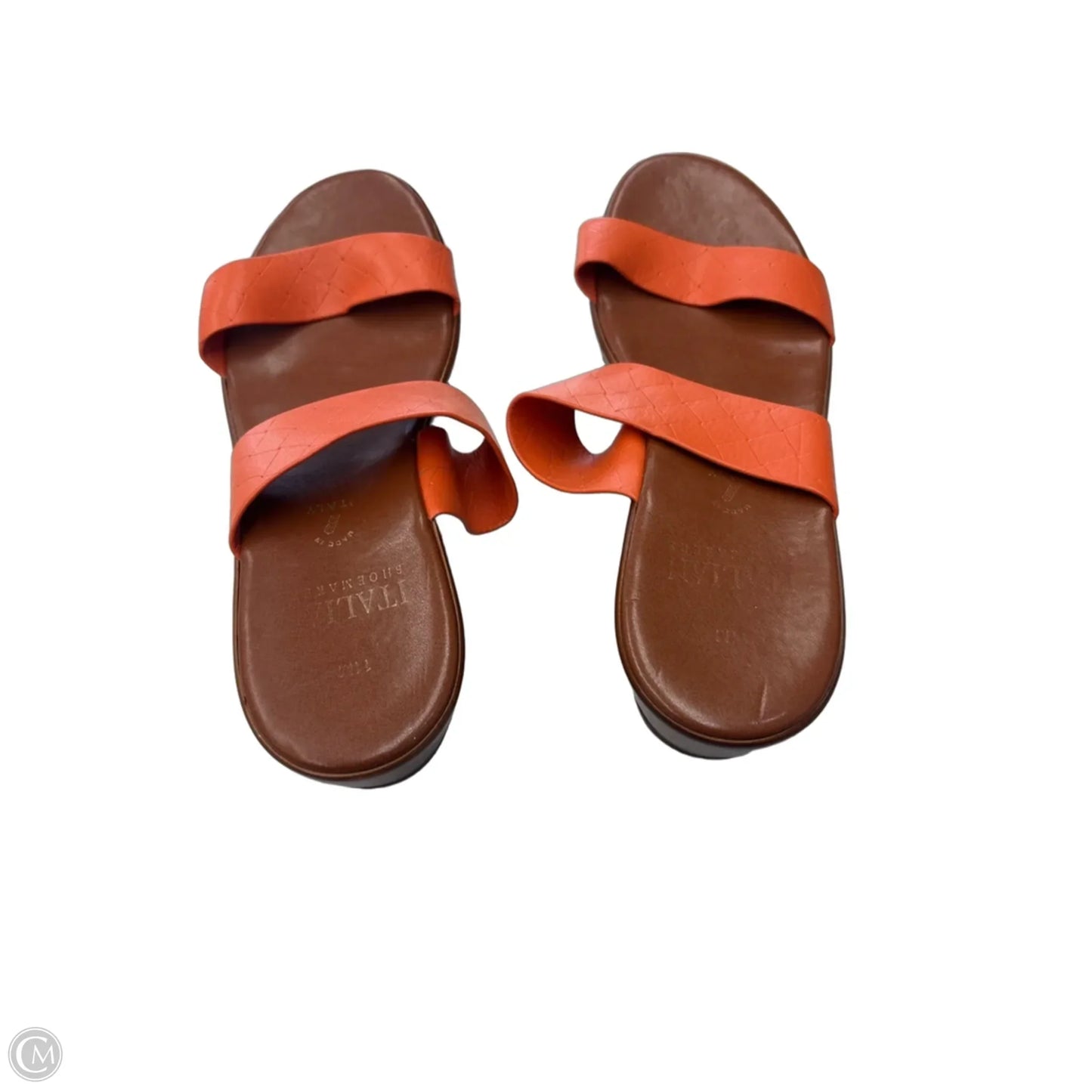 Sandals Heels Wedge By Italian Shoemakers In Orange, Size: 11