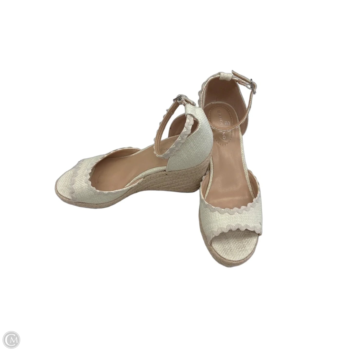 Sandals Heels Wedge By Bandolino In Cream & Tan, Size: 6.5