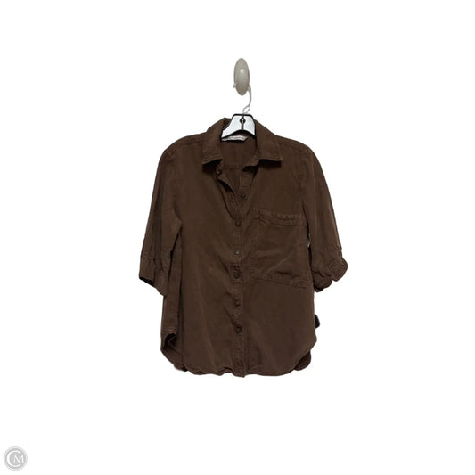 Top Short Sleeve By Zara In Brown, Size: Xs