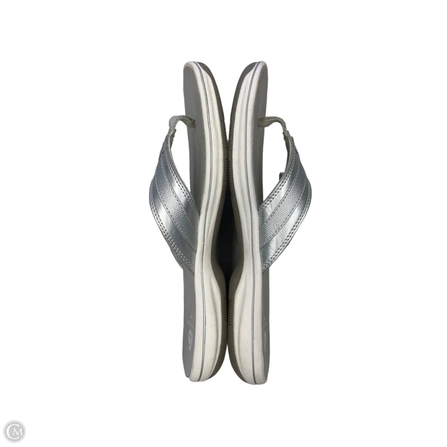 Sandals Flats By Clarks In Silver, Size: 8