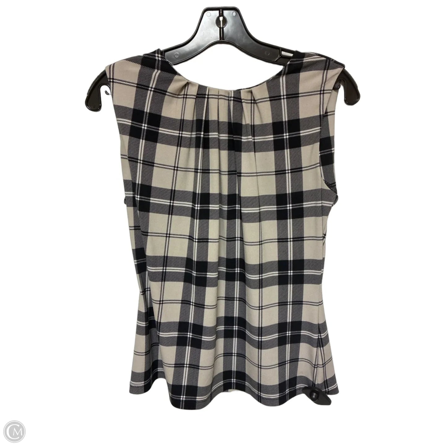Top Sleeveless By Calvin Klein In Plaid Pattern, Size: S