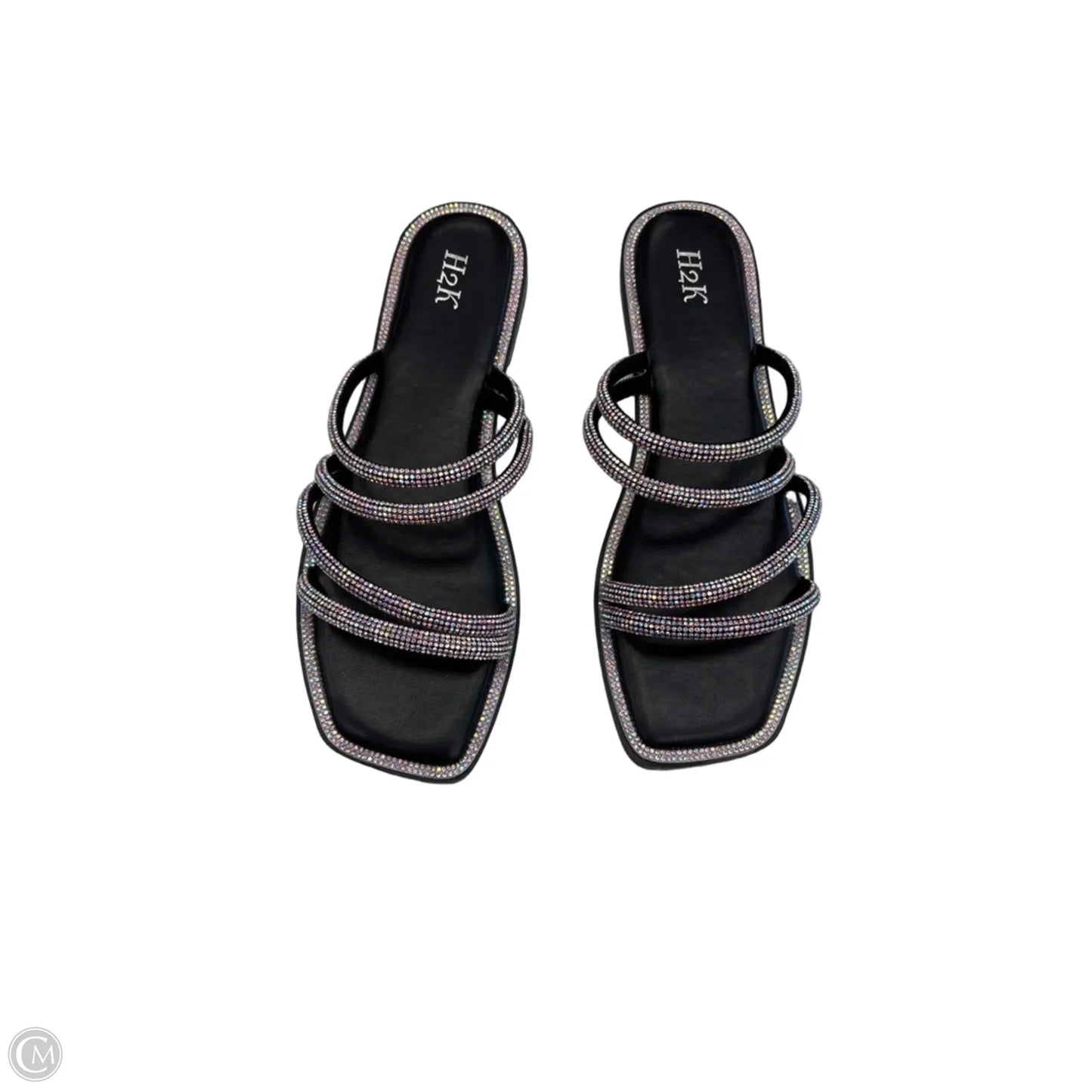 Sandals Flats By Clothes Mentor In Black & Pink, Size: 10