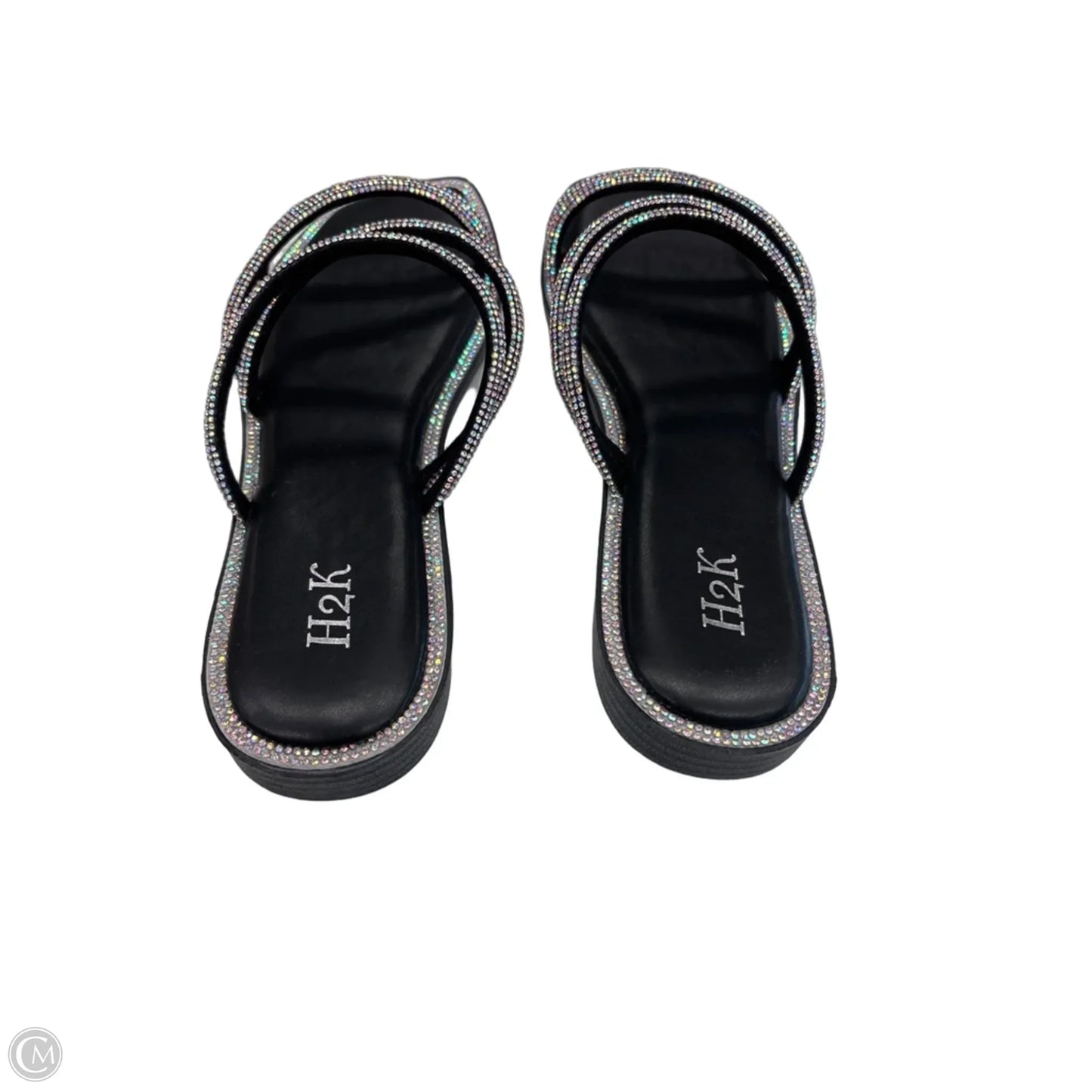 Sandals Flats By Clothes Mentor In Black & Pink, Size: 10