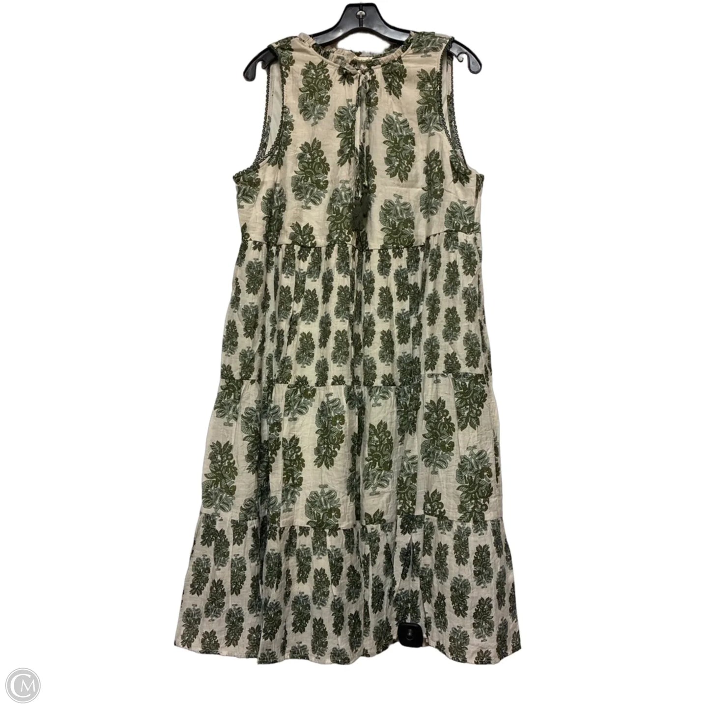 Dress Casual Short By Clothes Mentor In Cream & Green, Size: Xl