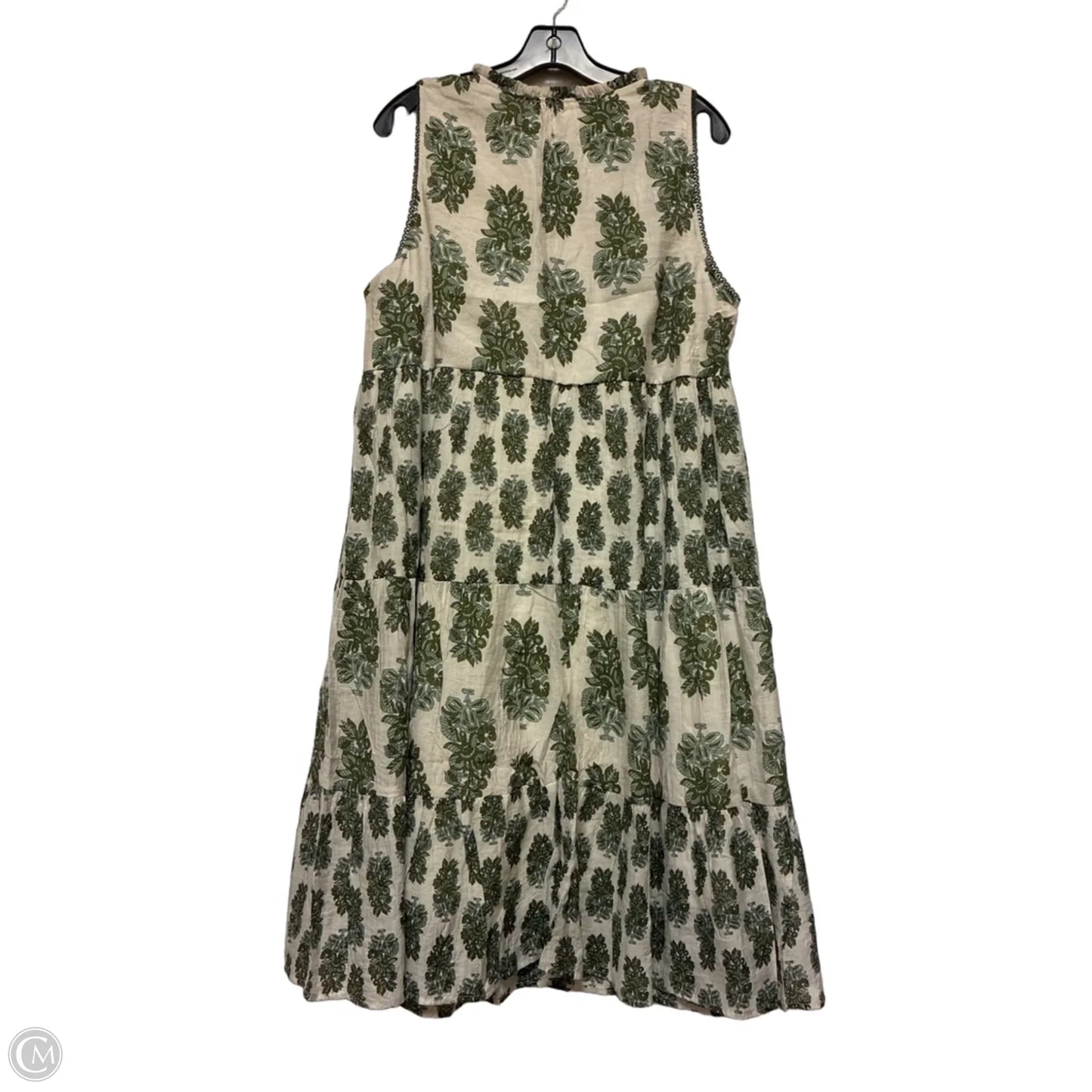 Dress Casual Short By Clothes Mentor In Cream & Green, Size: Xl