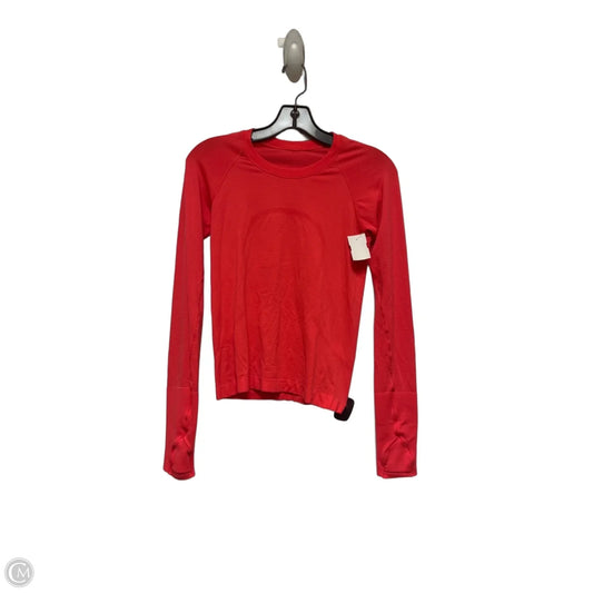 Athletic Top Long Sleeve Crewneck By Lululemon In Orange, Size: S